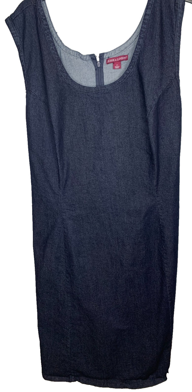 Jessica London - Denim Maxi Dress - Indigo Denim - Sleeveless Women's Size 24